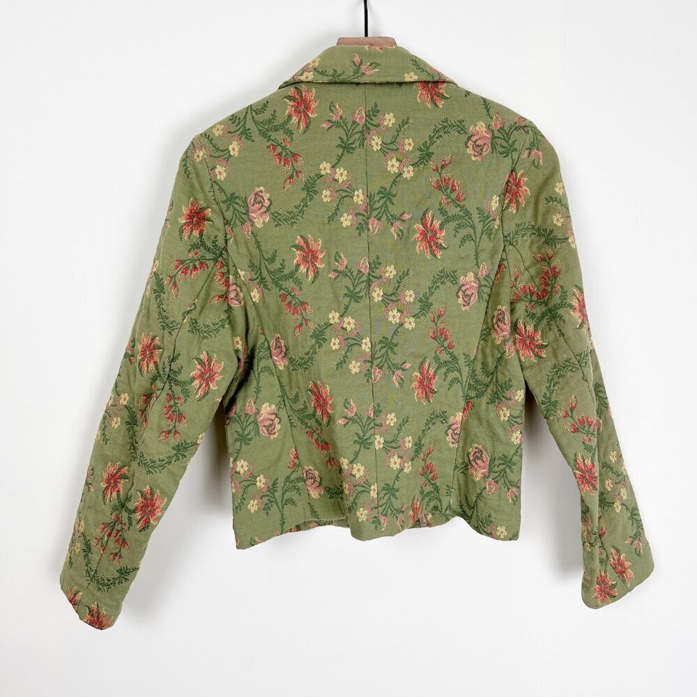 Vintage Jacquard Woven Embroidery Foral Blazer Jacket Coat Tapestry Cottagecore - Picture 6 of 7